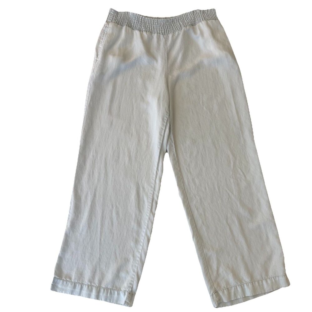 For The Republic Denim Wide Leg Flowy Pants Tencel Lyocell Smocked Waist Size L